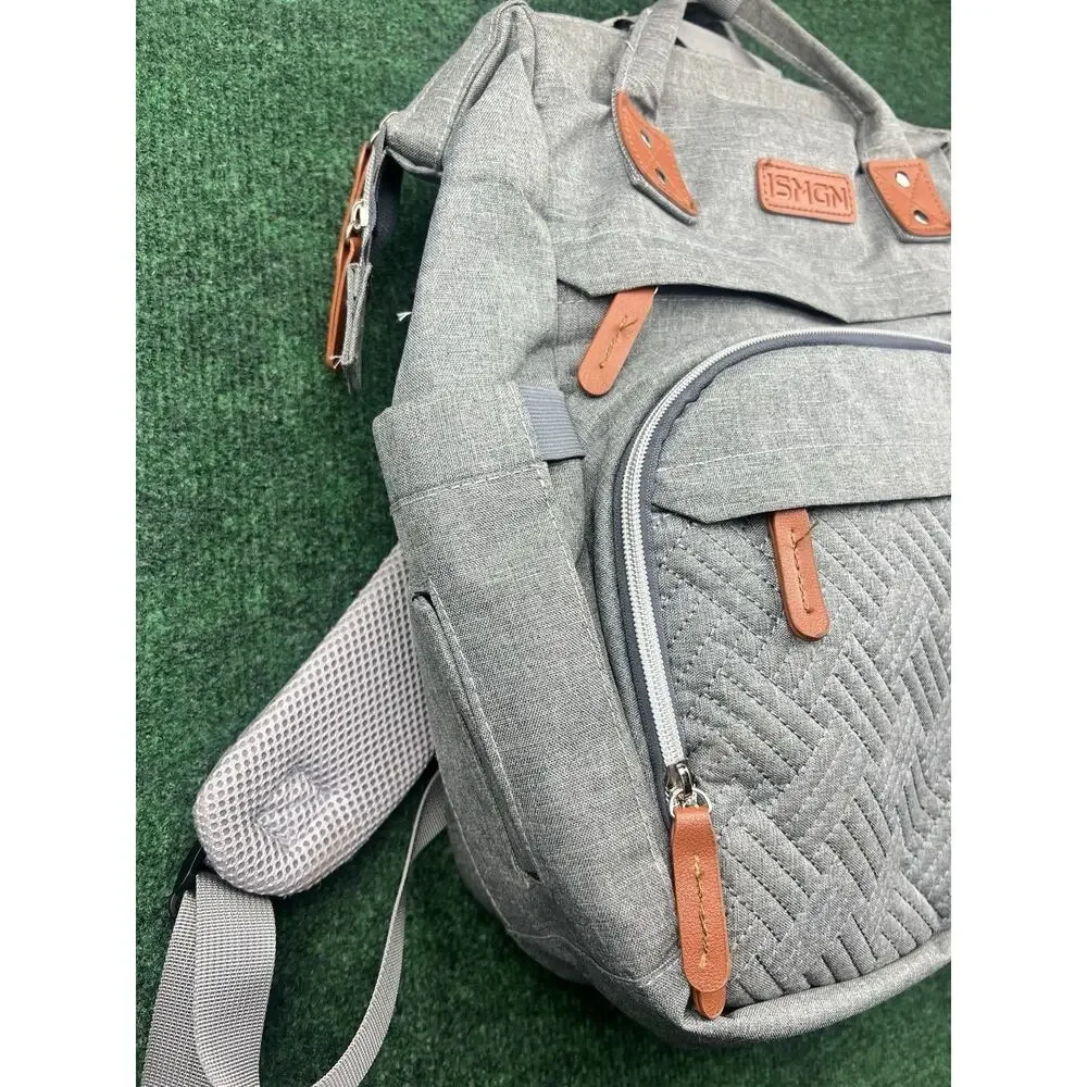 ISMGN Gray Solid Backpack Zip Closure Adjustable Strap Inner Pockets Travel